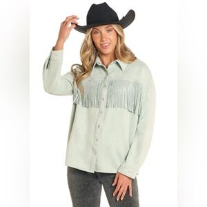 Rock & Roll NWT Mint Studded Fringe Overshirt and Mini Skirt Set